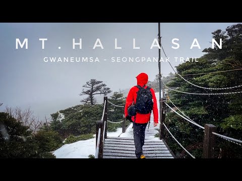 Mount Hallasan via Steepest Gwaneumsa Trail in Snow & Ice Hail (Full Trail ASMR) in Jeju Korea