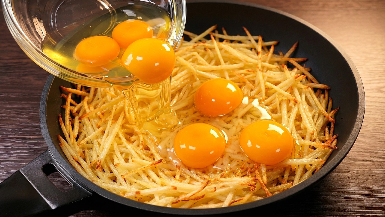 3 Kartoffeln mit 3 Eiern sind besser als Pizza! Herzhaftes Abendessen in der Pfanne!