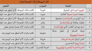 التاء المربوطة والتاء المفتوحة والهاء