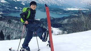 バックカントリースキーに挑戦！！ A boy challenges backcountry skiing.