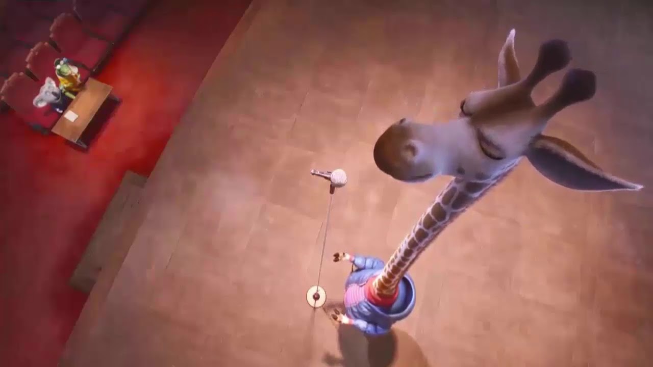 Kartun Anak film SING2016 hewan JERAPAH bernyanyi saat audisi