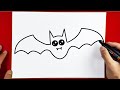 How to Draw Cute Bat - HALLOWEEN DRAWINGS