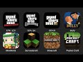 GTA: LCS, GTA: SA, GTA III, Bully, Mini World, Survivalcraft, Minecraft, Pocket Craft