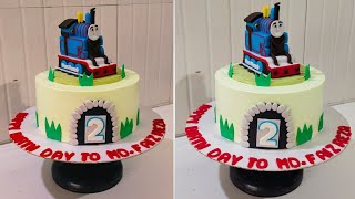 Thomas The Train Theme Cake Design| Cream And Fondant Cake Design| Train 🚂 Engine