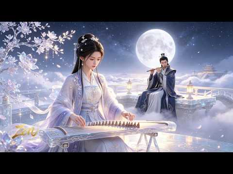 Healing Chinese Zen Music | 2 Hour Guzheng & Flute Melodies Under Moon Cloud Palace For Calm & Sleep