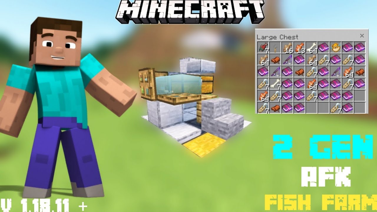 2 Generation :- AFK Fish farm | work with auto clicker | minecraft ...