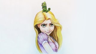 Уроки рисования. Как нарисовать Рапунцель how to draw Rapunzel from 