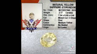 NATURAL YELLOW SAPPHIRE NOHEAT 2.17 CTS HQ