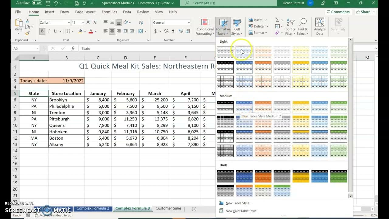 Spreadsheet Module C - Homework 1 - YouTube