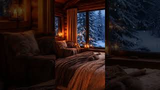 Snowy Winter Cabin with Crackling Fireplace 🔥 Warm Ambience for Deep Rest  #winterambience #relax