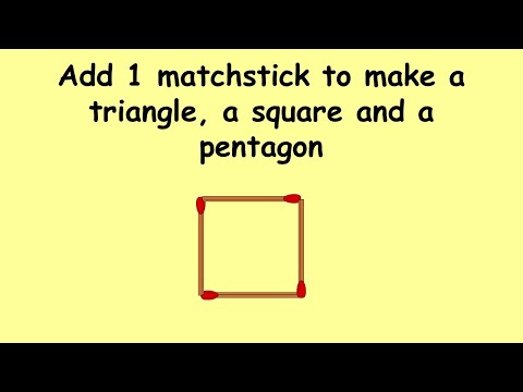 Add 1 matchstick to make a 🔺, a 🟩, a  pentagon  | Match Stick Puzzles #53 | Puzzles with Answer