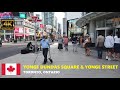 Yonge Dundas Square &amp; Yonge St, Downtown Toronto, Canada | Walking Tour (4K)