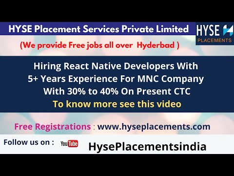 Hiring React Native Developers With 5+ Years Experience For MNC Company With 30to 40% On Present CTC