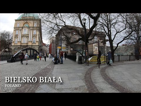 Bielsko Biała, 4K, 60fps, Walking tour, Poland