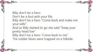 Bo Donaldson - Billy Don't Be a Hero Lyrics