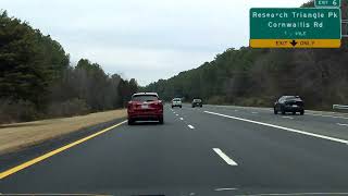 Durham East End Connector (Interstate 885 Exits 1 to 9) northbound