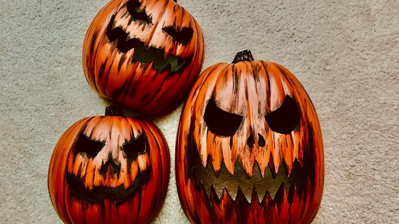 DIY pumpkin carving & rotten pumpkin paint makeover