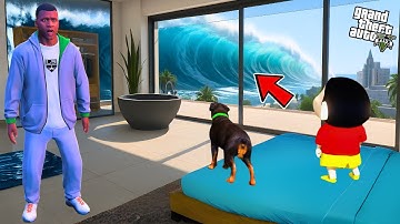 Franklin and Shinchan Try to Survive Biggest Tsunami Waves in GTA 5