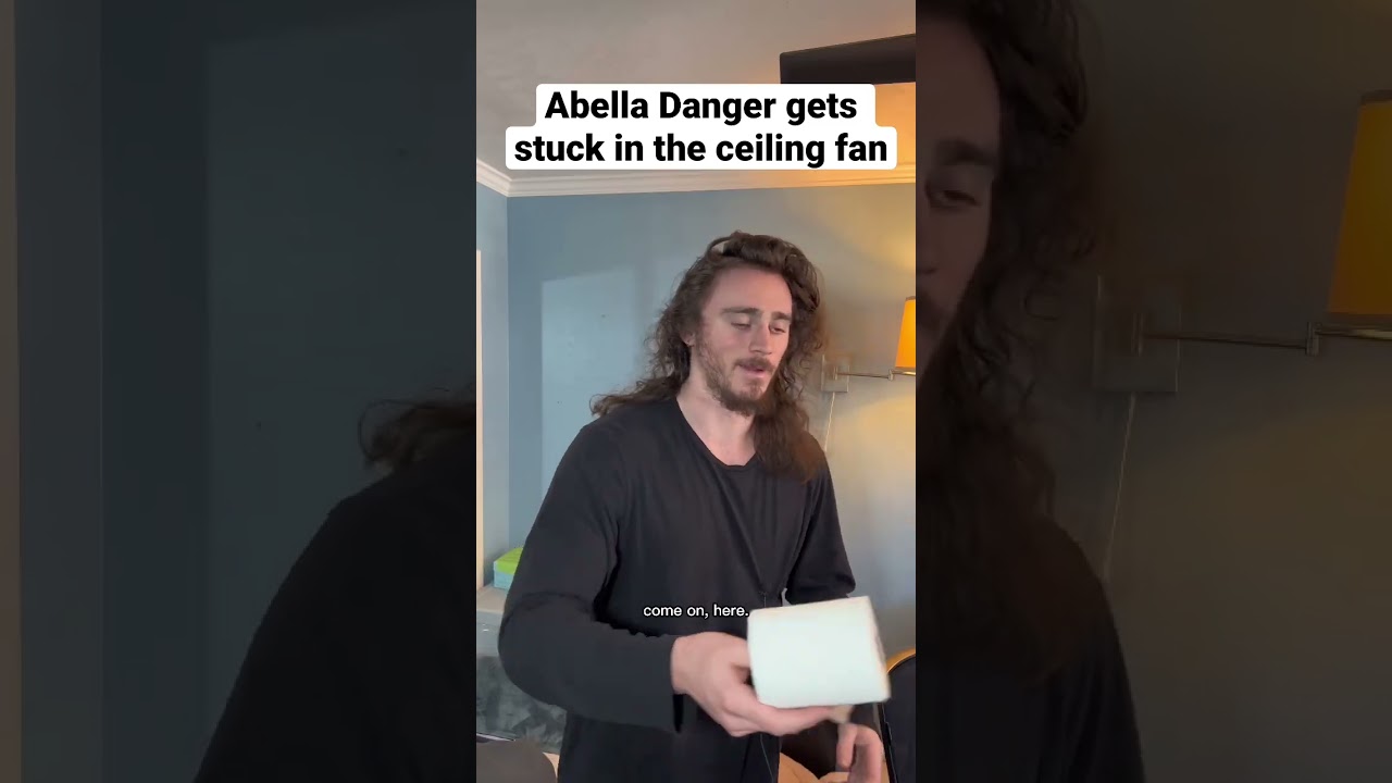 ⁣abella danger gets stuck in the ceiling fan #shorts #comedy #funny