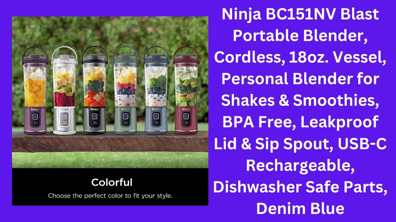 Ninja BC151NV Blast Portable Blender, Cordless, 18oz. Personal Blender for  Shakes & Smoothies 