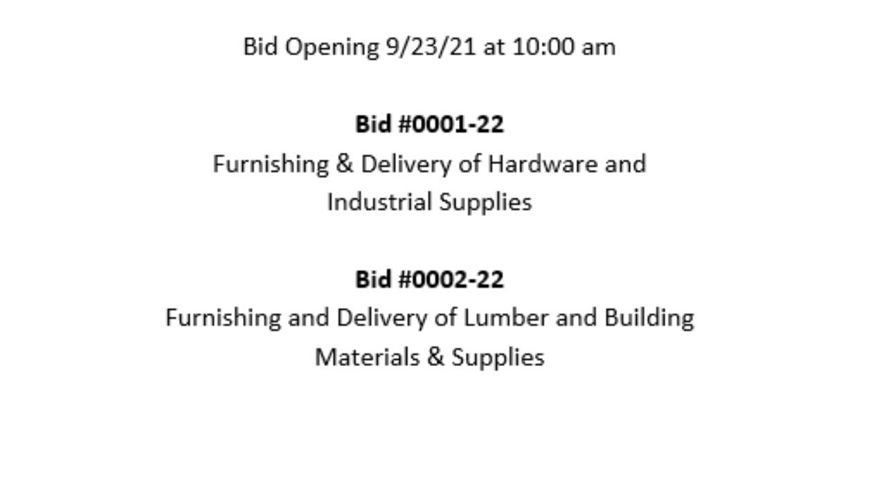9/23/21 Bid Opening Bid 000122 & 000223 YouTube
