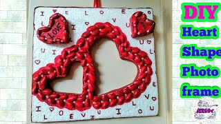 DIY|Heart shape photoframe| Thermocol craft | pista shell reuse |Best out of waste