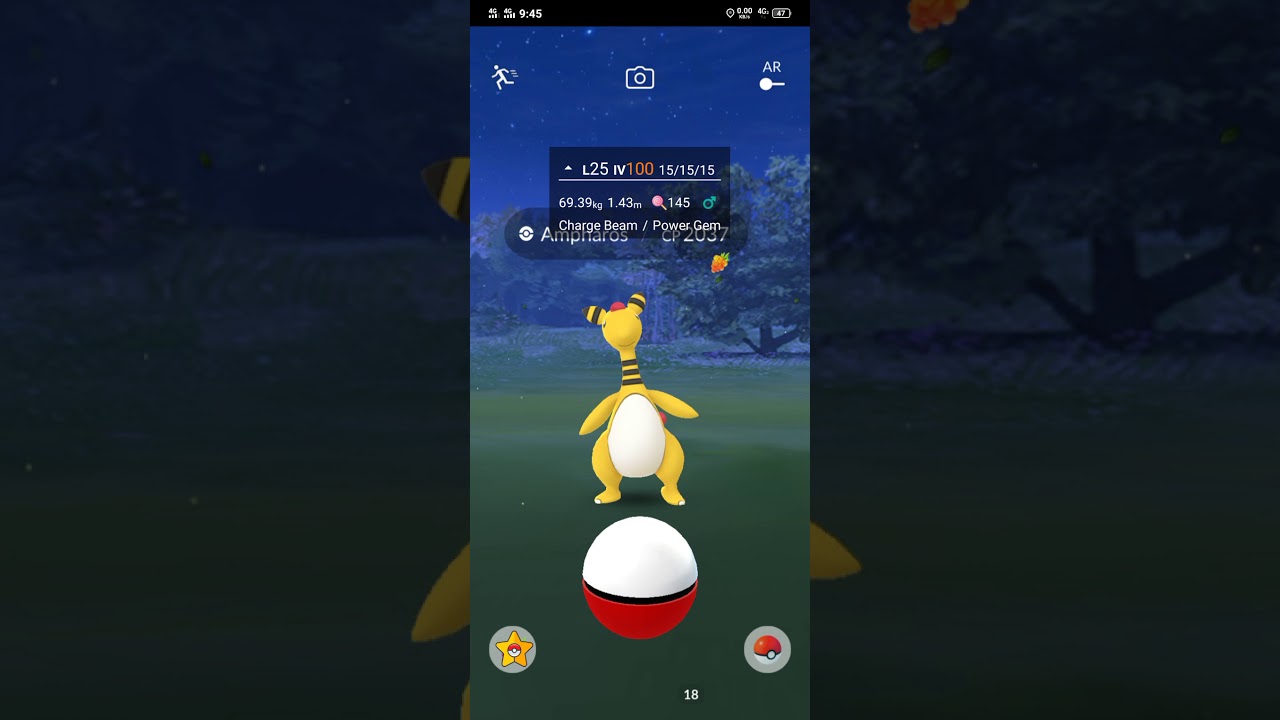 A Wild Hundo AMPHAROS Encounter 100% IV Poke Ivy | Pokemon Go 