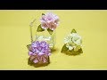 つまみ細工のあじさいの作り方/糸巻きワイヤーで葉を作る/DIY/kanzashi flower/vol.25