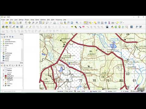 การสร้าง buffer ด้วย QGIS - YouTube