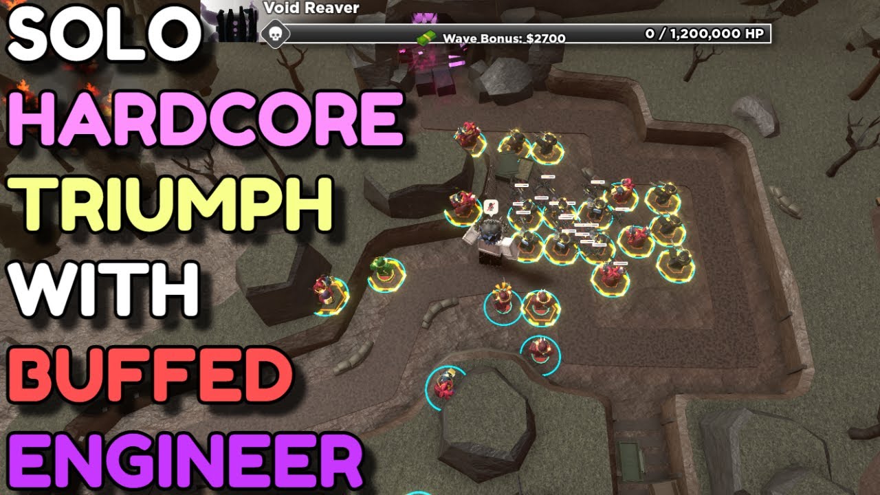 SOLO HARDCORE TRIUMPH WITH BUFFED ENGINEER | ROBLOX TOWER DEFENSE ...