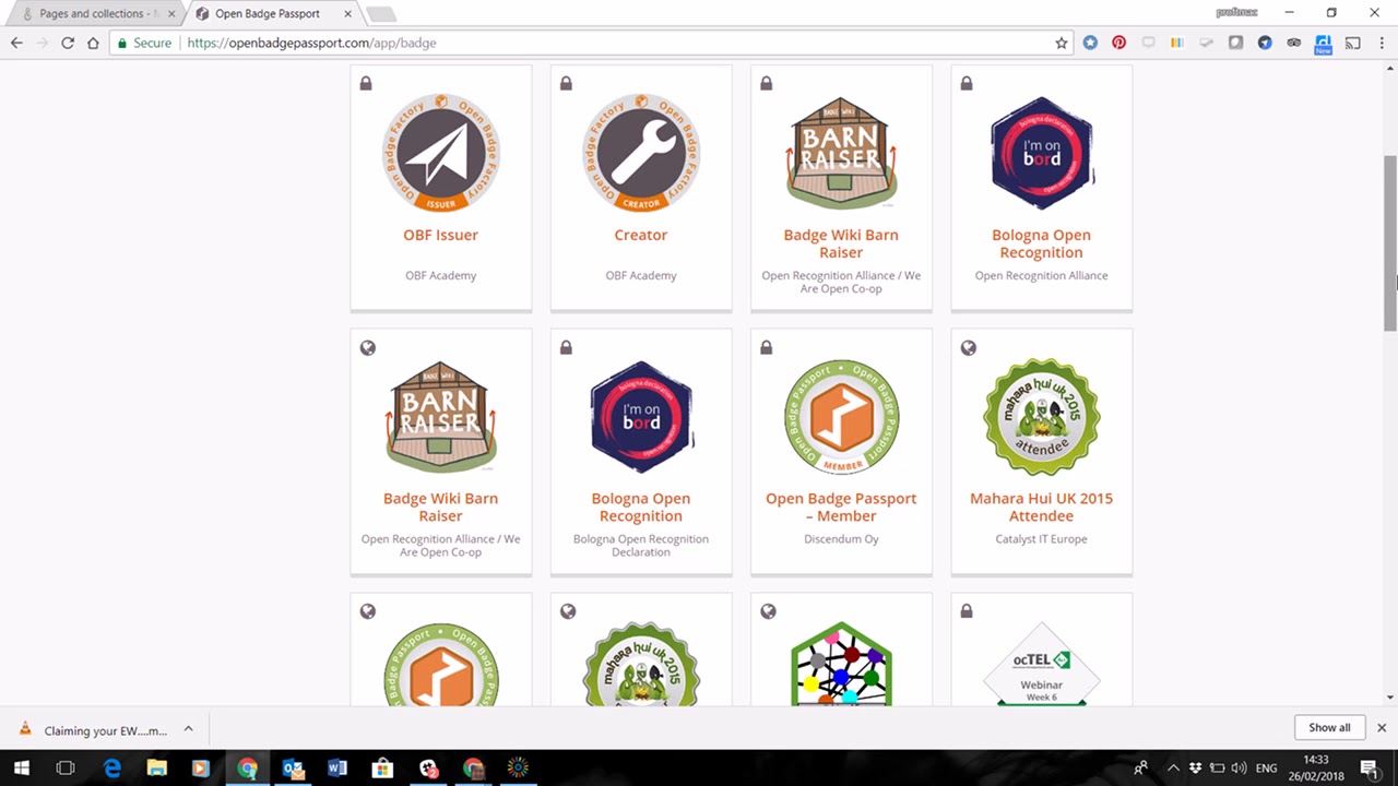 Displaying your open badges. YouTube