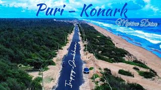 Puri -Konark Marine Drive | Chandrabagha Beach | 4K Drone View