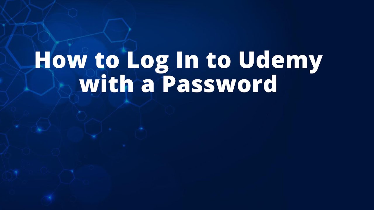 How to Log In to Udemy with a Password - YouTube
