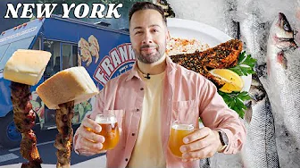 EATING KOREAN BAGELS, EGYPTIAN SEAFOOD, GREEK SOUVLAKI GRILLED MEATS, QUEENS NEW YORK BREWERY