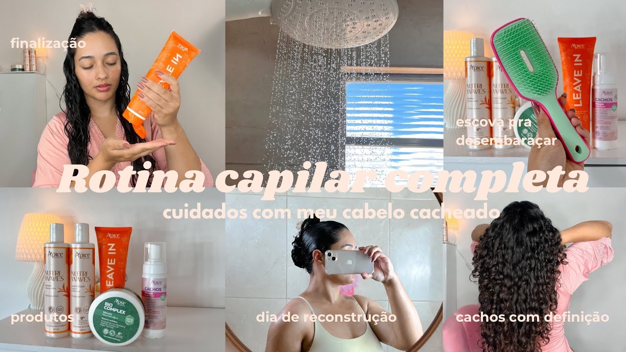 rotina capilar completa de um cabelo cacheado | tratamento de reconstrução, finalização, produtos