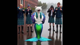 Mermaid cat gets bullied by classmates, then changes life after winning Olympic trophy #cat #funny