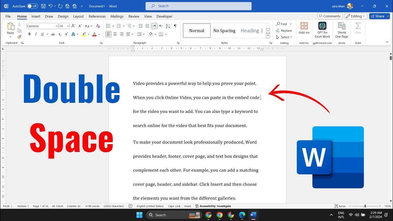How To Double Space in Microsoft Word Double Lines Space In Word - YouTube