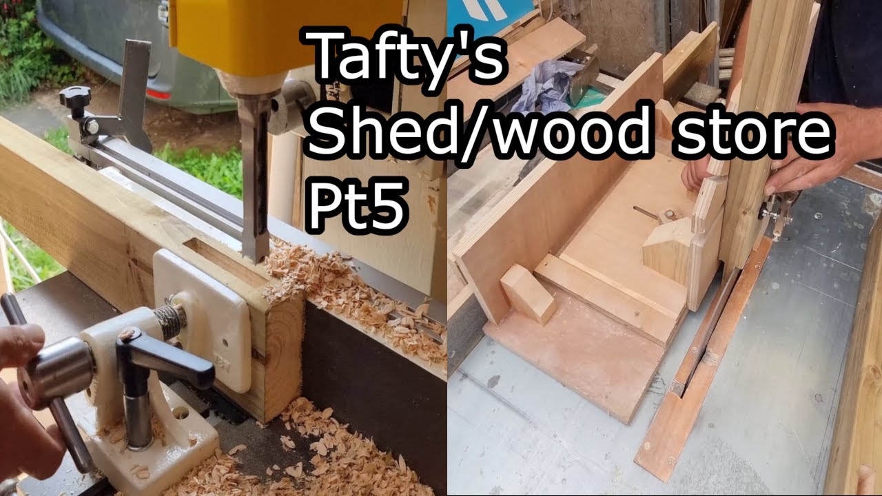 Tafty's shed/wood store build Pt5 -  Door mortices, Sedgwick 571 Morticer, table saw tenoning jig