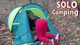 Pleasant SOLO camping in the autumn FOREST, cooking food