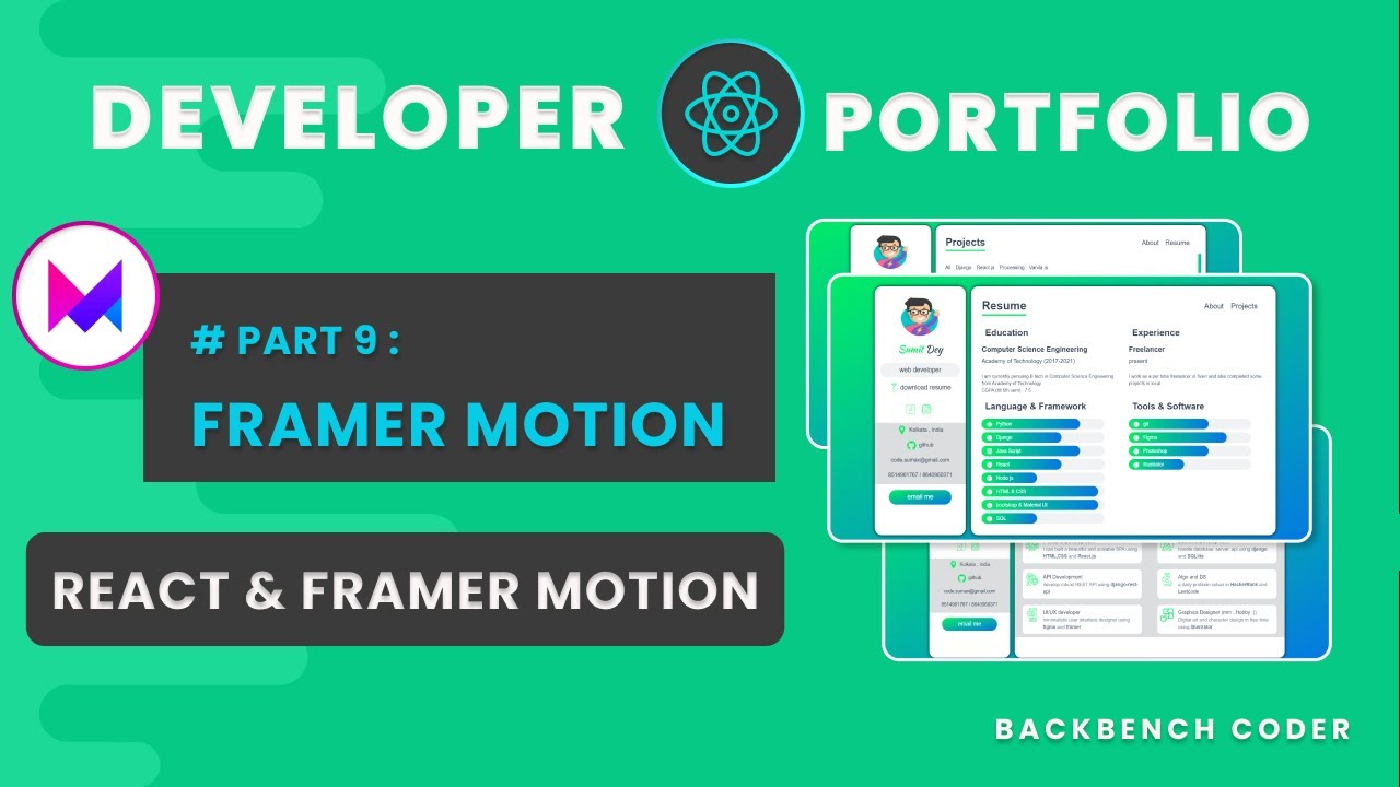 🔵 #PART 9 -Developer Portfolio Website using React -Framer Motion ...