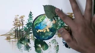 How To Draw Environment Day Drawing / Drawing / Watercolor Painting Tutorial