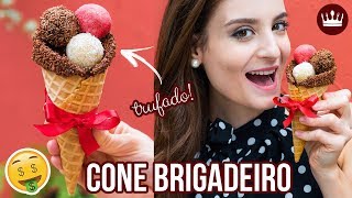 CONE DE BRIGADEIROS (CASQUINHA TRUFADA: BEIJINHO E BICHO-DE-PÃ‰!) | Cozinha do Bom Gosto | Gabi Rossi