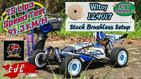 Wltoy 124017 V2 Speed Run #27T Pinion Gear #Stock Brushless Setup #91.3 KM/H #2S Lipo