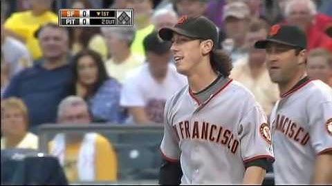 2009 Giants: Tim Lincecum makes a tough sliding catch to retire Freddy Sanchez (7.17.09)