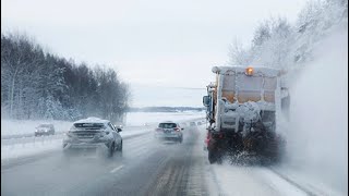 Sweden, Stockholm Driving On A Snow-Covered Highway Stay Safe