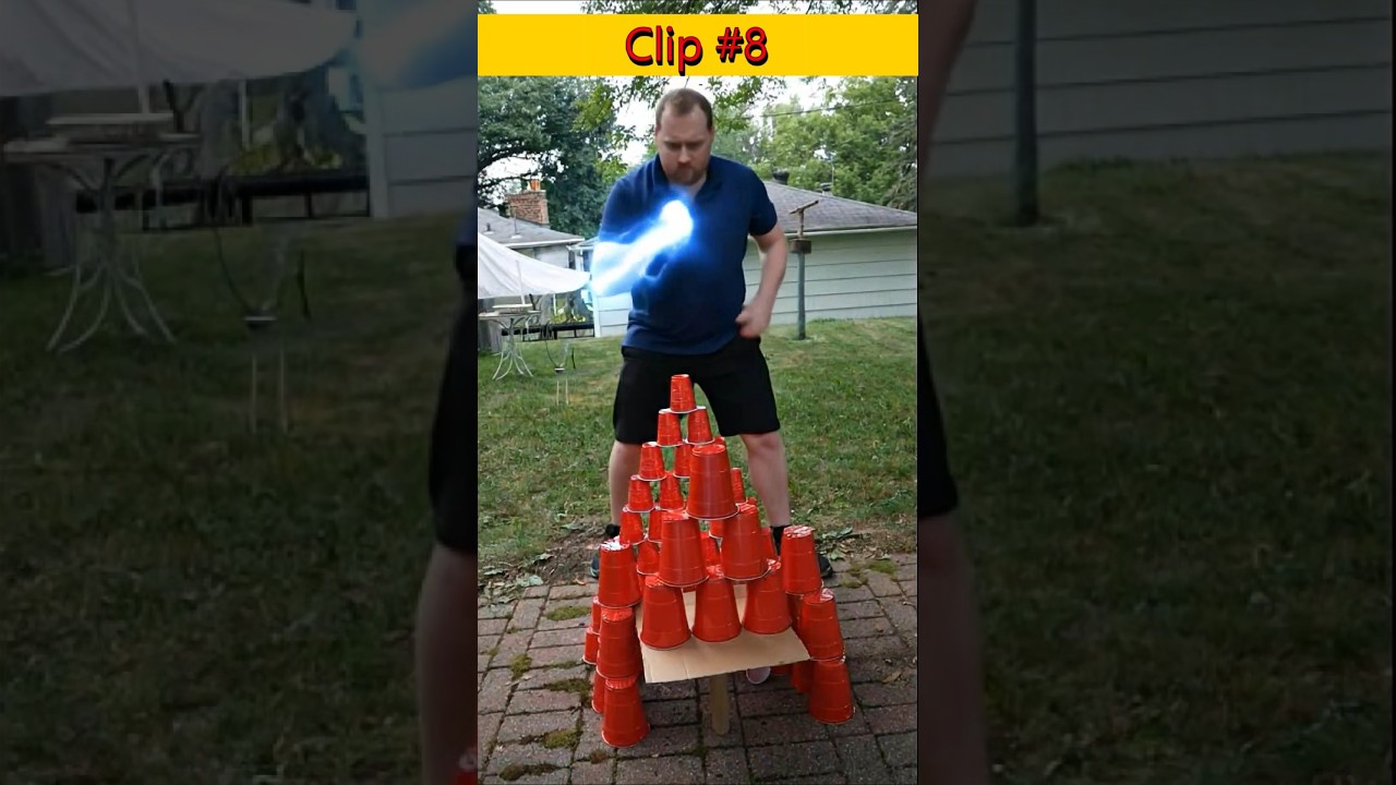 Red solo cups falling over, but it keeps getting Bigger 