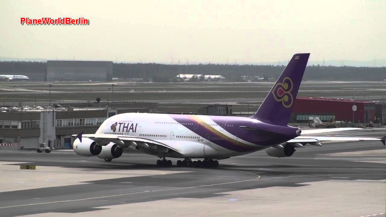 Takeoff Thai Airways Airbus A380 At Frankfurt Youtube