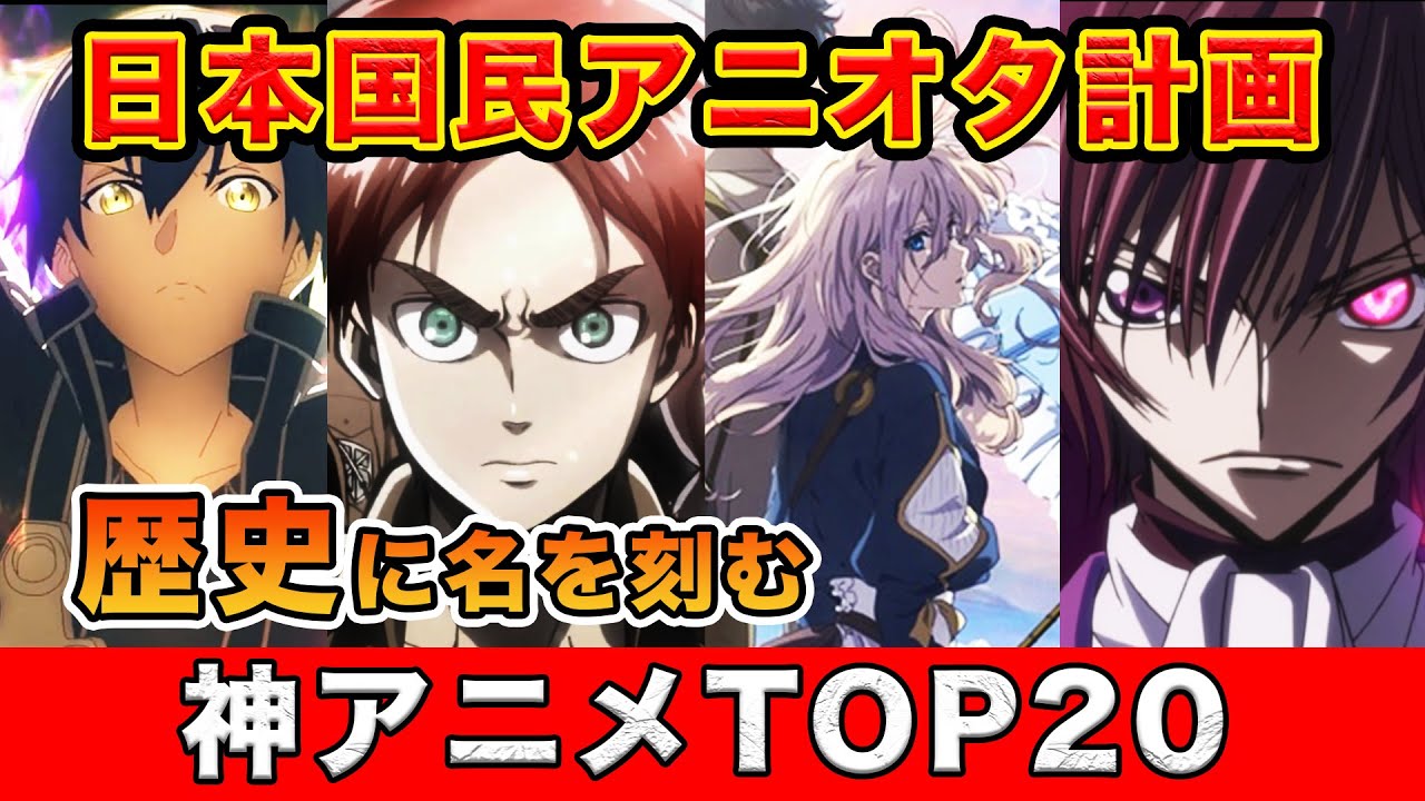 おすすめアニメランキング 第１回 日本国民アニオタ計画 最強神アニメtop Youtube