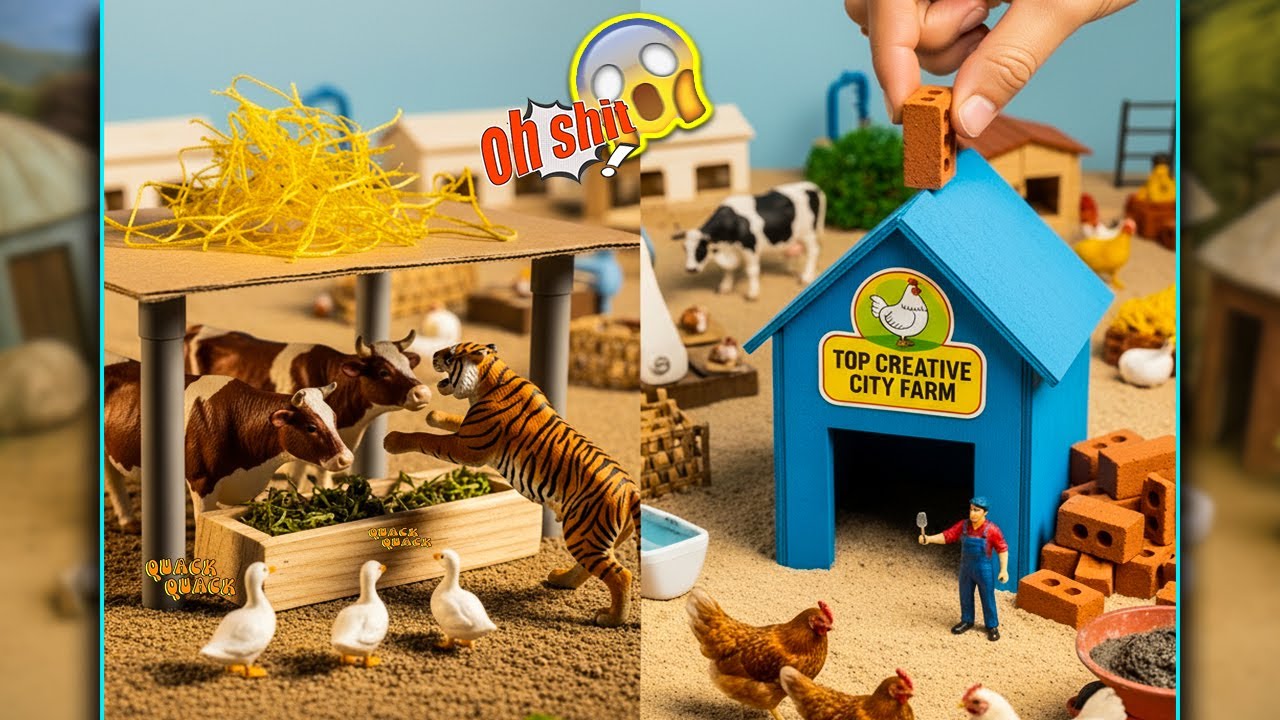 🐄 DIY Cow Shed & 🐔 Chicken House Build | Creative City Farm Toy Science Project 2025