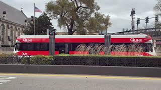Battery Powered Streetcar/Tram Q-Line in Detroit, Michigan, USA 2023 (Free Fares!)